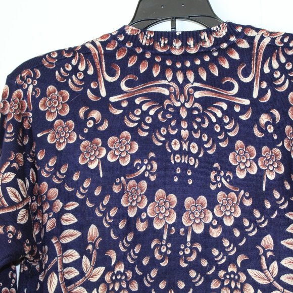 Hongmeidan Black Crew Neck Long Sleeve Floral Front and Back Print Sweater - Picture 2 of 5